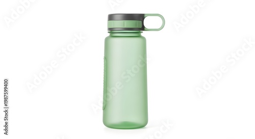 Empty mint green reusable water bottle isolated on white background