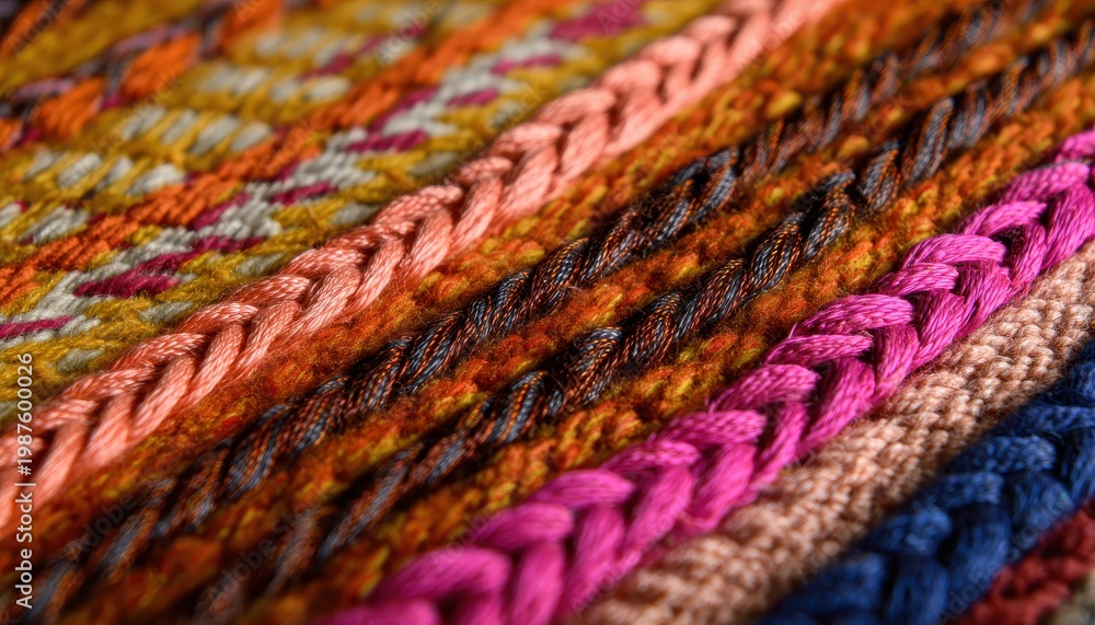 Fototapeta premium multi colored woven textile with braided cords