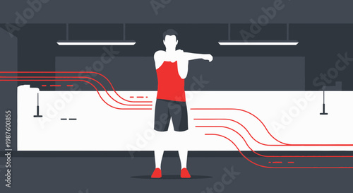 Man stretching in gym, fitness exercise, healthy lifestyle, workout, sports