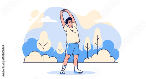 Man stretching outdoors in park, healthy lifestyle, fitness and wellness concept