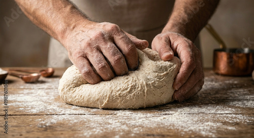 Cuadro en lienzo realizando la mejor masa para un pan saludable