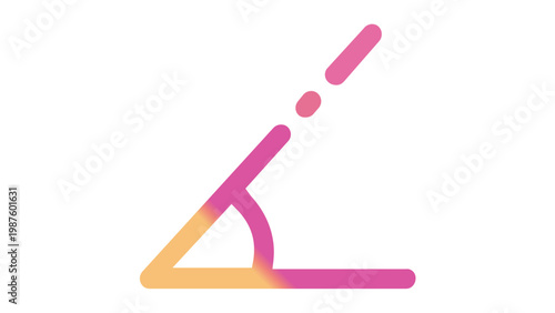 Vibrant gradient vector icon illustration of a geometric angle symbol, featuring a vertex with two rays and an arc, perfect for education, mathematics, science, and graphic design projects.