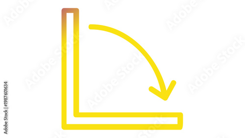 Vibrant Gradient Vector Icon Illustration of a Right Angle with a Curved Rotation Arrow, Representing Geometry, Mathematics, Trigonometry, and Architectural Design Concepts on White Background.