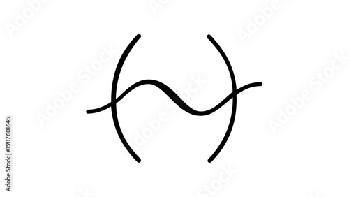 Minimalist Vector Illustration of a Mathematical Wave Symbol, Abstract Linear Icon for Science, Education, and Technology, Scalable Black Line Art on White Background, AI-Generated Graphic