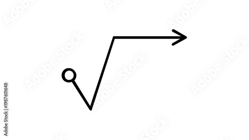 Minimalist Square Root Symbol Vector Icon Illustration, Black Line Art Radical Sign with Circle and Arrow for Mathematics, Algebra, and Calculus, Scalable AI-Generated Graphic Design Element