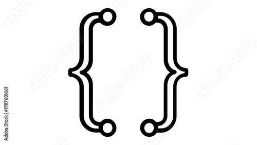 Minimalist Curly Braces Vector Icon Illustration, Black Line Art Mathematical Brackets Symbol for Coding, Programming, and Algebra, Scalable Flat Design Graphic Element, AI-generated Artwork