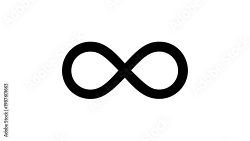 Black Infinity Symbol Vector Icon Illustration, Minimalist Flat Lemniscate Sign for Mathematics, Science, and Philosophy, Scalable Endless Loop Graphic Design Element Isolated on White Background