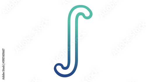 Teal and blue gradient integral symbol vector icon illustration. A minimalist, scalable flat design representing calculus, mathematics, and science for educational, web, and graphic projects.