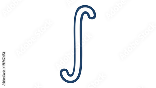 Integral Symbol Vector Icon Illustration, Minimalist Blue Line Art Design for Calculus, Mathematics, and Science Education, Scalable Graphic Resource for Engineering and Academic Projects.