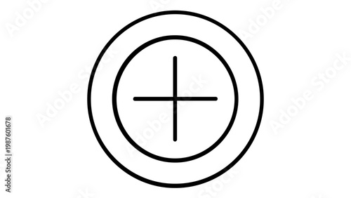 Free Download Plus Sign Vector Icon Illustration, Minimalist Black Line Art of an Addition Symbol Inside a Double Circular Frame, Scalable AI-Generated Graphic for Mathematics, Healthcare, and UI Design. - GFXLoad