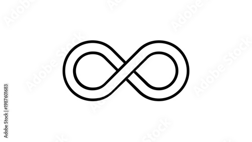 Infinity symbol vector icon illustration, minimalist black line art of the lemniscate mathematical sign representing eternity and endlessness, scalable flat design for web and graphic projects.
