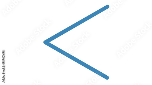 Blue less than sign mathematical symbol vector icon illustration, minimalist flat design inequality comparison mark for math education, scalable AI-generated graphic isolated on white background.