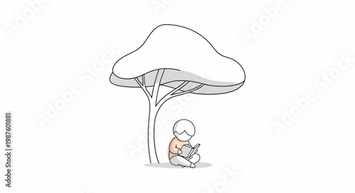 Person sitting under a tree.
