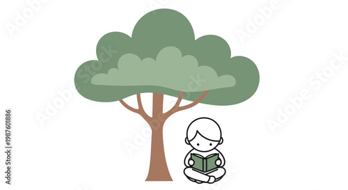 Person Sitting Under a Tree Reading.