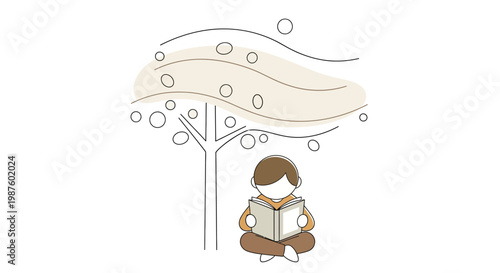 Child Sitting Cross Legged Reading.