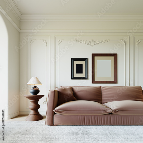 Modern interior design. Living room. Contemporary home interior. 3D Rendering, 3D Illustration