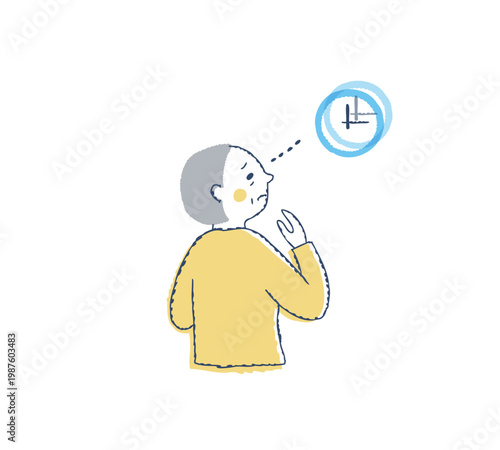 時計が二重に見えるシニア女性