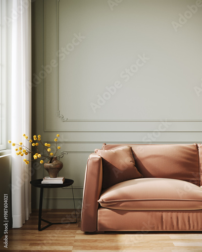 Modern interior design. Living room. Contemporary home interior. 3D Rendering, 3D Illustration