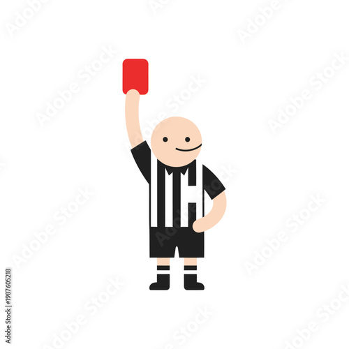 Cartoon Referee Showing Red Card