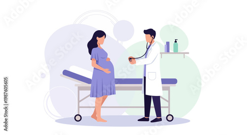 Pregnant Woman at Doctor's Appointment, Medical Check-up, Healthcare Concept