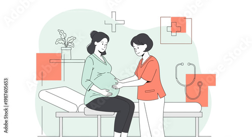 Pregnant Woman Medical Checkup with Doctor, Maternity Care, Prenatal Visit
