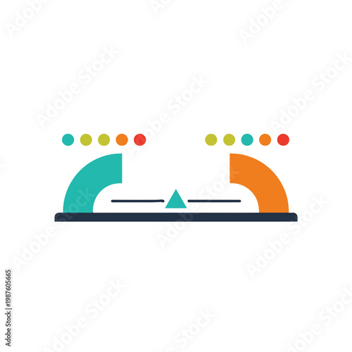 Abstract comparison scale with colorful dots, balance concept