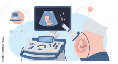 Ultrasound of baby in womb, medical technology, pregnancy, healthcare, science
