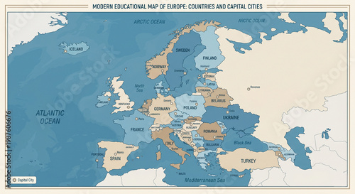 TitleEducational map continent geography layout detail