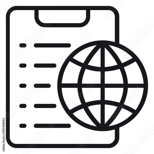 Quadro su tela Global report vector icon featuring a clipboard with a list and a globe symbol
