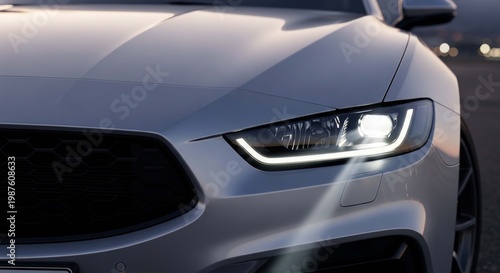 New sport car close up photo.