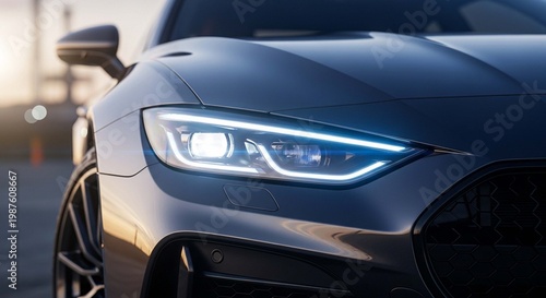 New sport car close up photo.