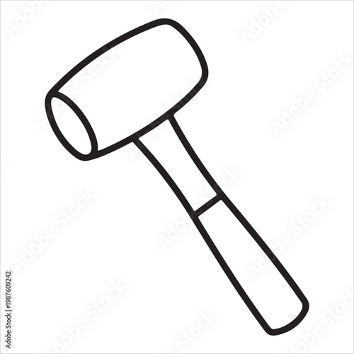 A black and white drawing of a mallet
