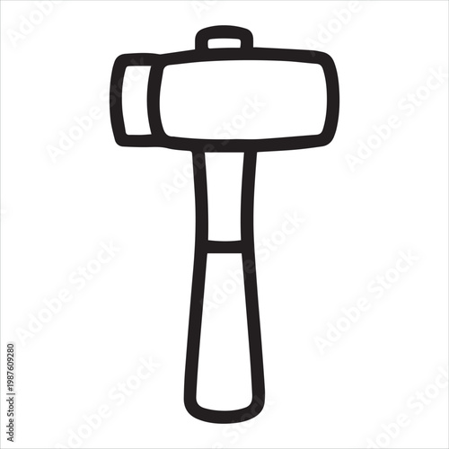 A black and white drawing of a sledgehammer