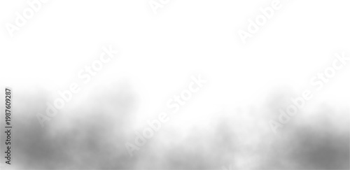 Realistic black smoke and fog isolated on transparent white background. Rising dark mist overlay with atmospheric haze texture effect. Halloween spooky PNG design element