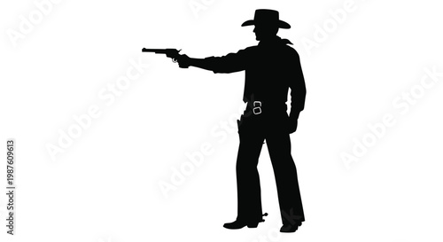 Cowboy holding a revolver in a dramatic pose silhouette