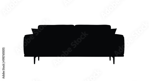 Modern sofa design displayed as a striking black silhouette
