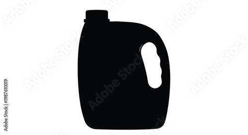 Black plastic jug with handle shown as a striking silhouette