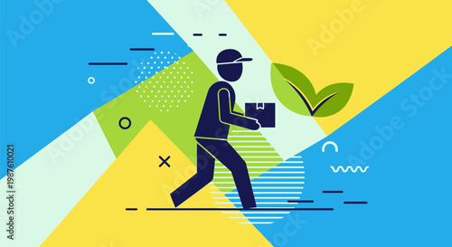 Delivery man carrying a package.