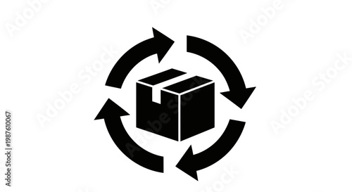 Recycling package delivery box logistics symbol.