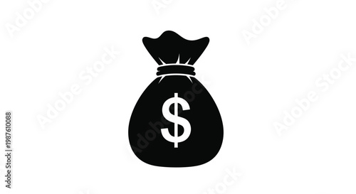 Black sack with a dollar sign a striking financial silhouette