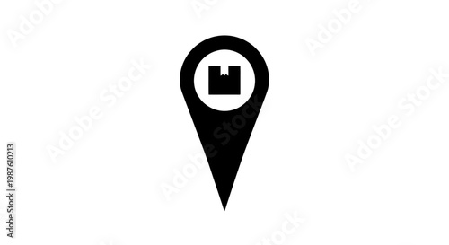 Black map pin icon with house.