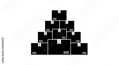 Black boxes stacked in pyramid shape.