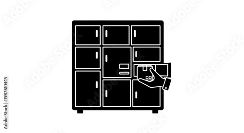 Black locker with open compartment.