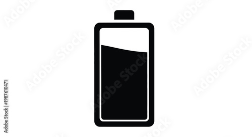 Black battery icon displaying partial charge simple design silhouette