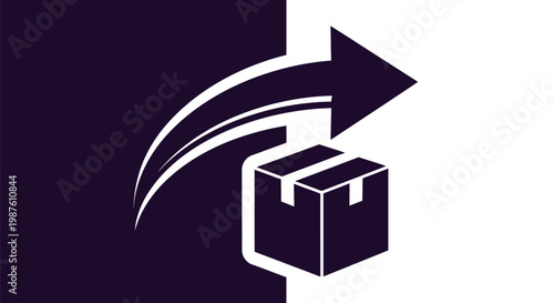 Delivery Box with Arrow Moving Forward.