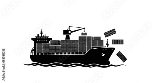 Large cargo ship with containers.