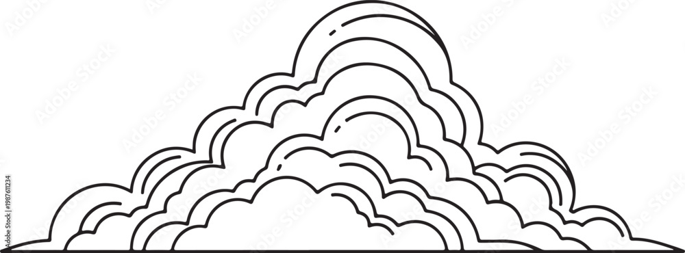 Fototapeta premium Black and white illustration of layered, wavy, cloud-like shapes Vector, illustration
