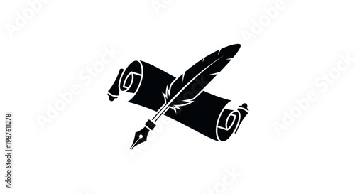 Quill Pen and Scrolls Illustration.