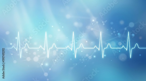Blue digital heartbeat line graph on dark background