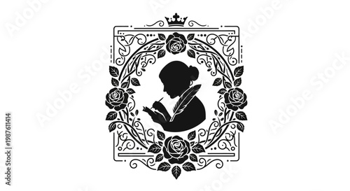 Silhouette of a person reading book.